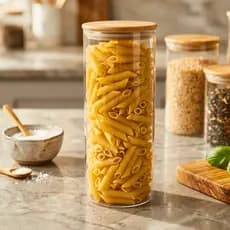 Potes Herméticos de Vidro Porta Mantimentos com Tampa de Bambu Alimentos Organização Cozinha
