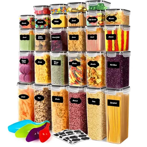 Potes Herméticos Porta Mantimento Kit Organizador Armário Despensa Cozinha Alimentos Transparente