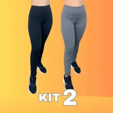 Kit 2 Calças Legging Fitness Feminina Lisa Cintura Alta Academia Treino Corrida Yoga Pilates