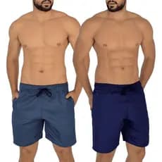 Kit 2 Shorts Tactel Masculino Grosso Bermuda Lisa Calção Básico Tectel Academia Treino Corrida Esportes