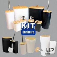 Kit Banheiro Decorada Bambu Moderno Conjunto Casa Lavabo Multiuso - 2/4 Peças