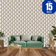 Papel de Parede Decorativo Losango Dourado 3D Adesivo Autocolante 5m x 45cm Sala Quarto