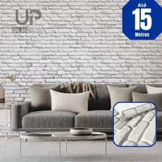 Papel de Parede Autoadesivo Premium 5 Metros Tijolinho Branco 3D Sala/Quarto 5m x 45cm