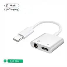 Dac Adaptador Tipo - C para P2  e Tipo - C Dual Com Carregamento Turbo