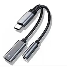 Adaptador Tipo-C Para P2/ 3.5 Mm e Tipo C Dual  Com Carregamento Turbo