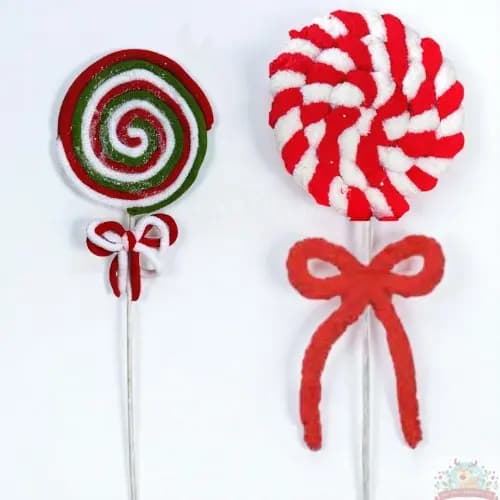 Enfeite de Decoração Natal Pirulito Vermelho Verde 10cm e/ou Pirulito Vermelho e Branco 20cm Candy Florarte