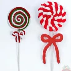 Enfeite de Decoração Natal Pirulito Vermelho Verde 10cm e/ou Pirulito Vermelho e Branco 20cm Candy Florarte