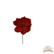 Flor Decorativa Bico de Papagaio Vermelho com Haste 24cm
