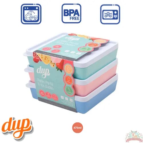 Kit com 3 Porta Frios Dublin Color 475ml Potes Herméticos Dup Microondas BPA Free