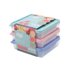 Kit 03 Potes Herméticos Quadrados Dublin Transparente 475ml - Armazenagem de Alimentos e Porta-Frios - Vasilha Color Dup