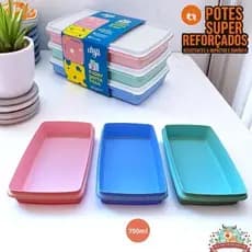 Kit 3 Potes Herméticos 750ml Super Reforçados para Armazenagem de Alimentos Marmitas Fitness e Porta Frios Dup