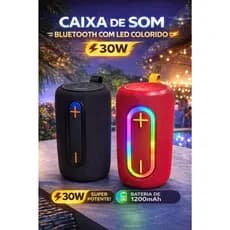 Caixa de Som Bluetooth 30W LED RGB Exbom Portátil TWS Som Potente