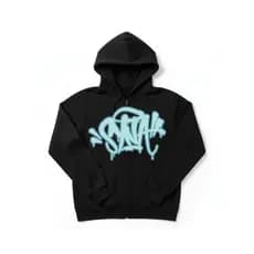 Moletom De Zíper Preto Com Estampa Streetwear Unissex Com Capuz