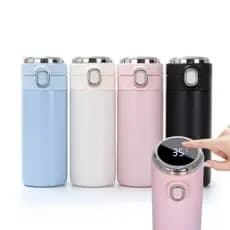 Garrafa Térmica Aço Inox Termômetro Display Digital Vácuo Squeeze Bebidas geladas e quentes