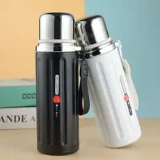 Garrafa Térmica Inox 600ml/800ml com Alça – Mantém Bebida Quente ou Fria por Horas!