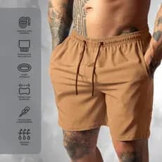 Shorts de Tactel com Elastano Masculino Basico Liso Casual Moda Praia Treino e Academia Bermuda