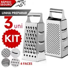 Ralador em Inox 4 Funções Ralar Fatiar Manual Legumes Queijo