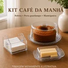 Kit Café da Manhã: Boleira Trança + Queijeira Trança + Manteigueira com Tampa