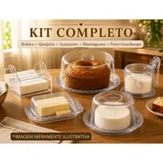 Kit Completo: Boleira Trança + Queijeira Trança + Manteigueira + Porta Guardanapo + Açucareiro