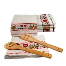 Kit 5 Panos de Prato Jacquard 50x70, Felpudo, 100% Algodão e Absorção Incomparável