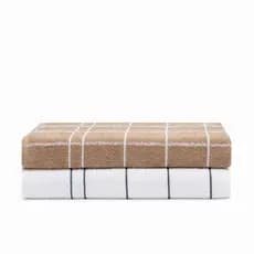 Kit Com 2 Panos De Prato Atoalhado Copa Xadrez 100% Algodão Ótima Absorção Cor Listrado
