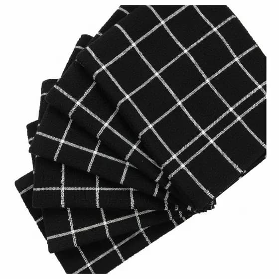 Conjunto com 4 Panos de Prato Gourmet Preto 45x60cm – Algodão Premium 100% Algodão
