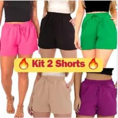 Kit 2 Shorts Duna Feminino 🔥OFERTA🔥 com Bolso Verão Leve Escolha Cor