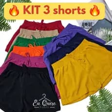 Kit 3 Shorts Duna Feminino com Bolso Verão Escolha as Cores