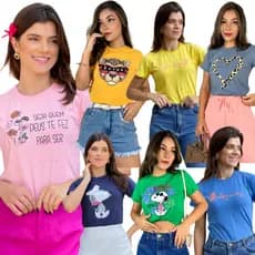 Kit 3 T-shirt Feminina / Camiseta / Baby Look / Estampada / verão / Inverno 100% algodão fio 30.1