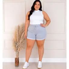 Short Moletinho Plus Size Moda maior Feminino confortável G1 e G2