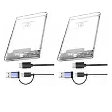 Kit com 2 Case Hd Externo Usb 3.0 HD 2.5 Pc PS4 Transparente