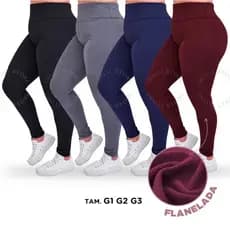 Legging Plus Size Feminina Peluciada Por Dentro Tecido Suplex Flanelada