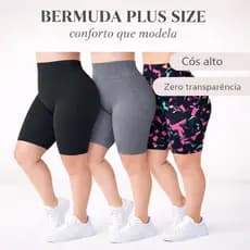 Kit 3 Bermudas Plus Size Feminina Suplex