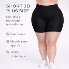 Short Feminino 3D  Plus Size Suplex Cintura Alta