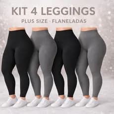 Kit 4 Leggings Flaneladas Plus Size Feminina