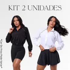 Kit 2 Jaquetas Corta Vento Frisos Treino Feminino Fitness Bomber Academia Esportiva Leve Seca Rápido