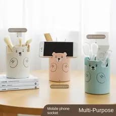 Porta Celular Treco Caneta Lápis Pincel Urso Organizador Multiuso de Mesa Pincéis