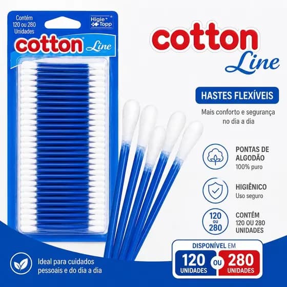 Cotonetes Hastes Flexiveis 100% Algodão Higiene Bebê Maquiagem e Limpeza