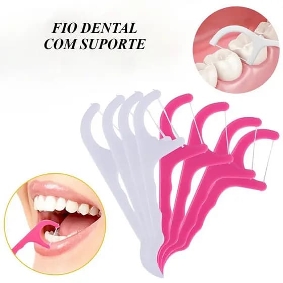 Fio Dental Com Suporte Haste Case Para Bolsa Interdental Higiene Bucal