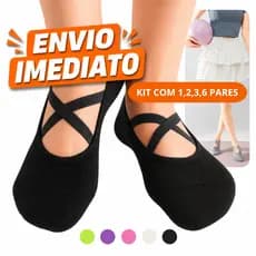 Meias Pilates Antiderrapante Sapatilha Feminina Yoga Ioga Ballet Dança Academia Fitness Confortáveis