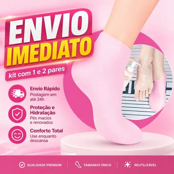 Meia de Silicone Hidratante Pés Ressecados Rachados Spa Noturno Gel Macio Cuidado Diário No Sofá
