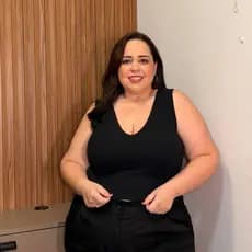 Cropped Anaruga Canelado Decote V Plus Size Alta Elasticidade Modela Corpo Verão Tamanho Único 46-52