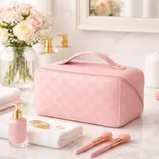 Necessaire Feminina Organizadora Maquiagem Cosméticos Couro PU Viagem Funcional Bolsos Internos