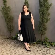 Vestido Plus Size Midi Feminino Soltinho Amplo Confi Alça Regulavel Viscolycra Tamanho Unico 44 ao 52