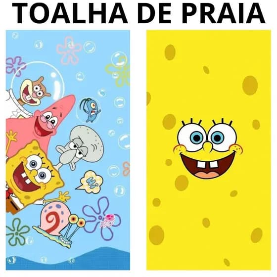 Toalha de Banho BOB ESPONJA praia e piscina grande estampada