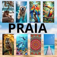 Toalhas de Praia ESTAMPAS DIVERSAS Piscina olho grego mandala Cachorro Gato Golfinho Cavalo Arara Tucano Capivara
