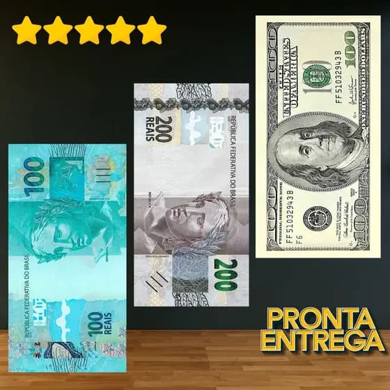 Toalha de Banho Praia e Piscina Estampa Notas 50, 100, 200, Euro, Dolar secagem rápida Alta Absorção