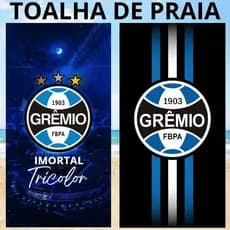 Toalha de Banho Time Gremio Praia Piscina Felpa Estampada grande 70x140cm
