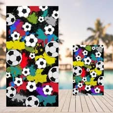 Toalha de Banho e Rosto BOLA DE FUTEBOL para Praia Piscina Felpa Estampada GRANDE 140X70 CM
