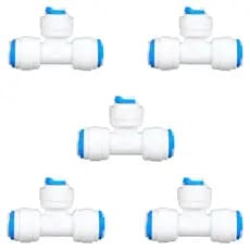 Kit 5 Conector União T Engate Rápido 3/8" x 3/8" x 3/8" Divisor de Mangueira Alta Resistência